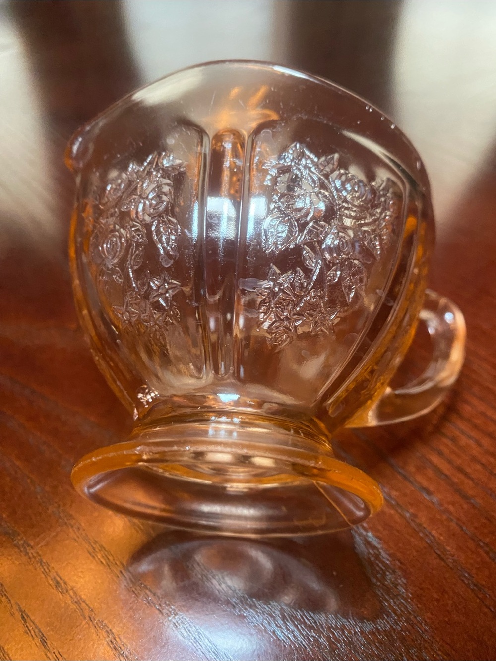 Federal Glass Company pink Sharon Rose Footed Creamer